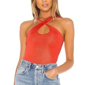 Superdown Red Cross-Front Bodysuit